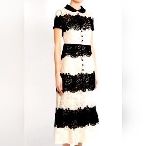 Valentino Elegant Black and Cream Lace Midi Dress - fantastic condition.